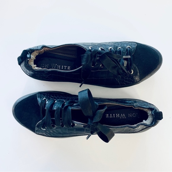 Ron White Black Leather Sneakers with Ultralight Wedge Outsole - EU 37 (US 6.5) - Picture 1 of 12